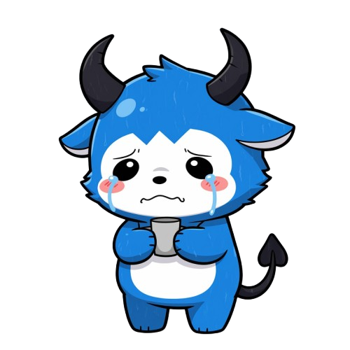 Sad Stitch holding an empty Bing Chun cup